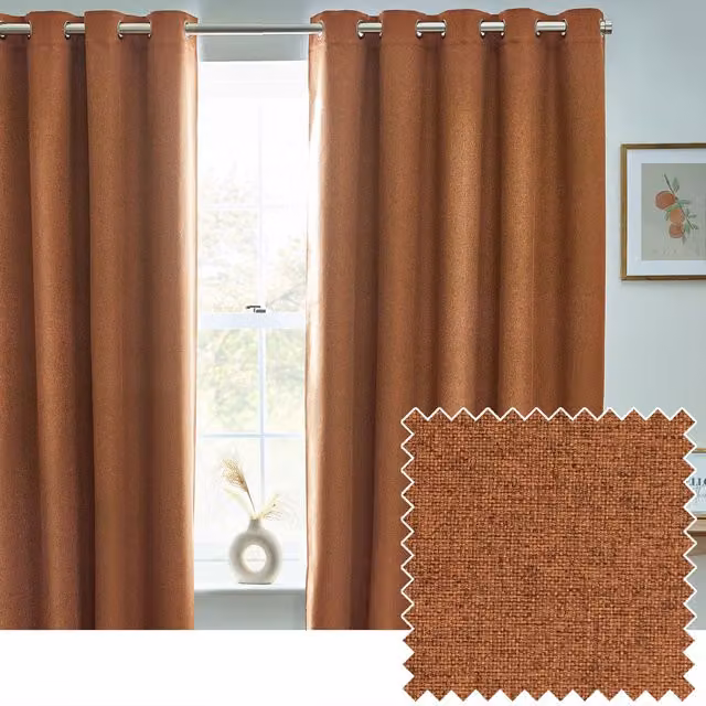 Furn Dawn Thermal Blackout Eyelet Curtains in Brick, Width: 168 cm, Drop: 229 cm – 5