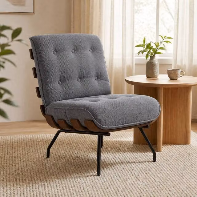 STILVORA Modern Tub Accent Chair with Armrests in Grey and Black – 1