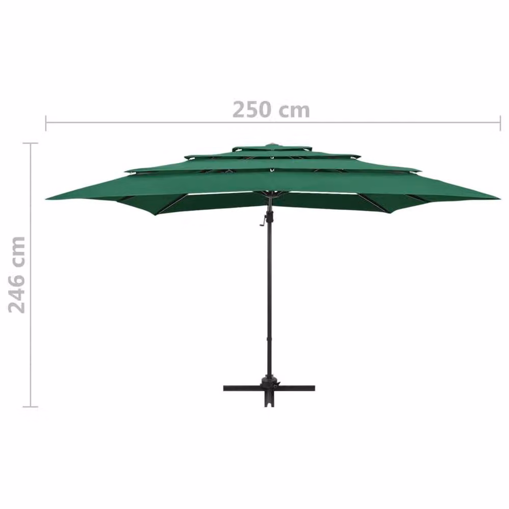Berkfield Home 4-Tier Green Polyester Parasol with Aluminium Pole, W/D: 250 x 250 cm – 5