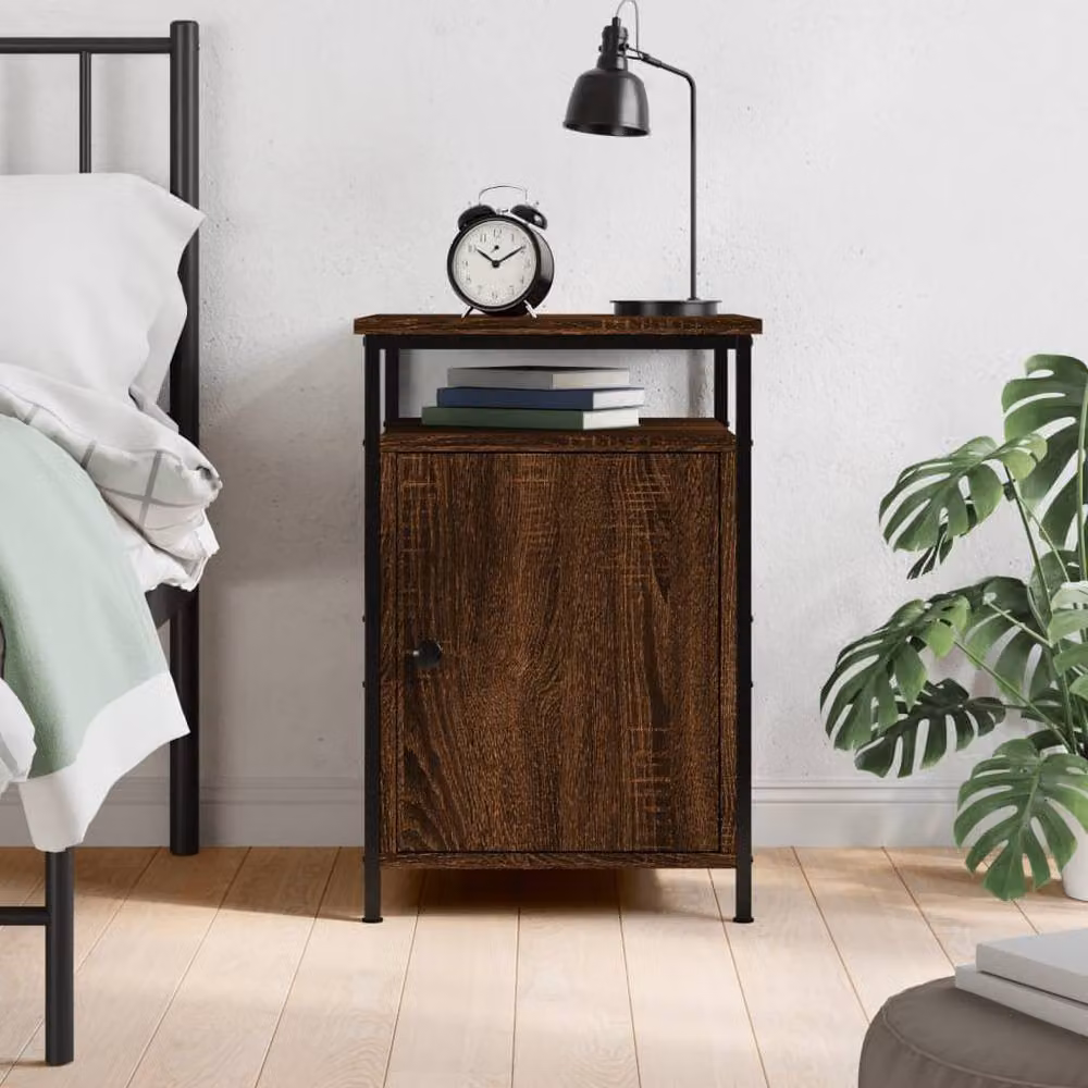 Berkfield Home Brown Oak Bedside Cabinet W/D/H: 40 x 42 x 60 cm – 1