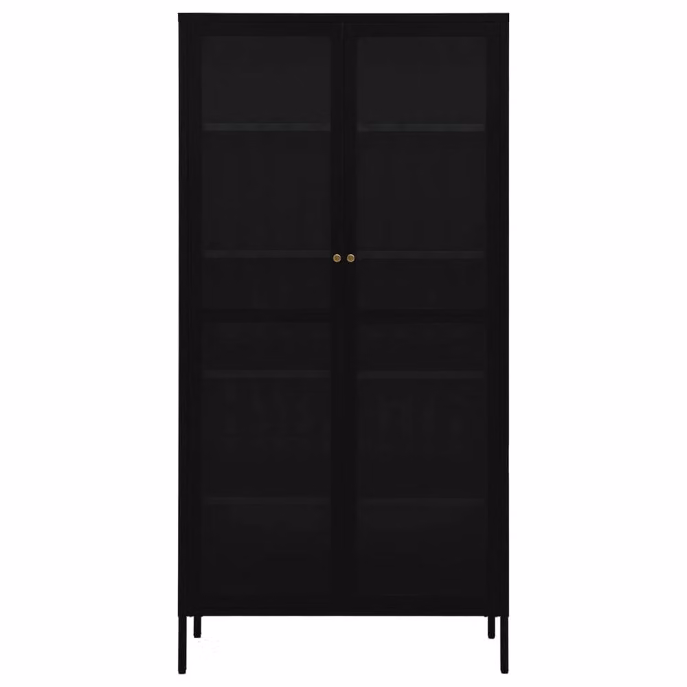 Berkfield Home Modern Black Display Cabinet with Glass Doors and Internal Shelves, W/D/H: 90 x 40 x 180 cm – 3