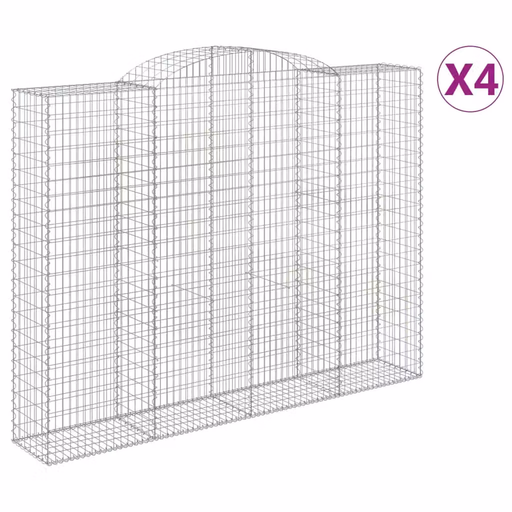 Berkfield Home Arched Gabion Baskets, 4 Piece Set, Silver Galvanised Steel, W: 300 cm, D: 50 cm, H: 220/240 cm – 2