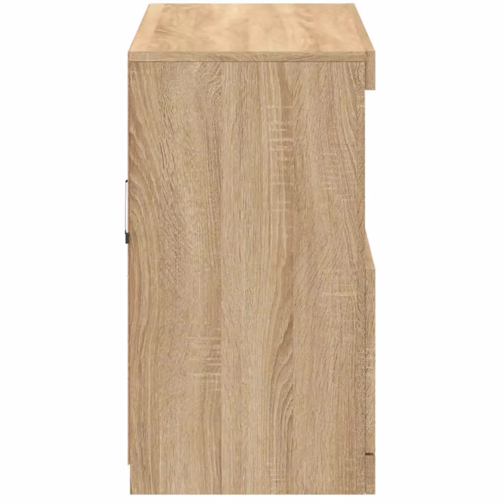 Berkfield Home Modern Sideboard in Sonoma Oak with Integrated LED Lights, Brown, W: 81 cm, D: 37 cm, H: 67 cm – 4