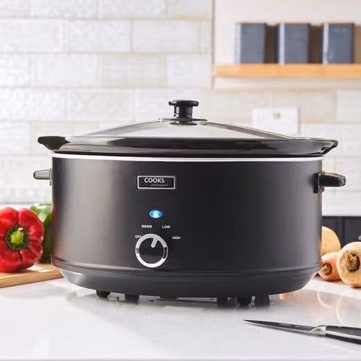 Cooks Professional 6.5L Slow Cooker with Lid and Removable Bowl in Black and Gold – 1