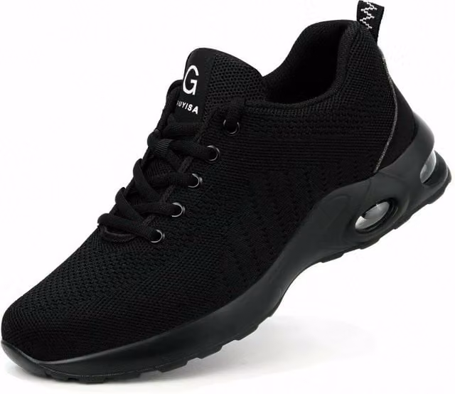 SAFETY BRANDS Men's Lightweight Water Resistant Safety Air Trainers with Steel Toe Cap in Black, Size 7 UK – 1