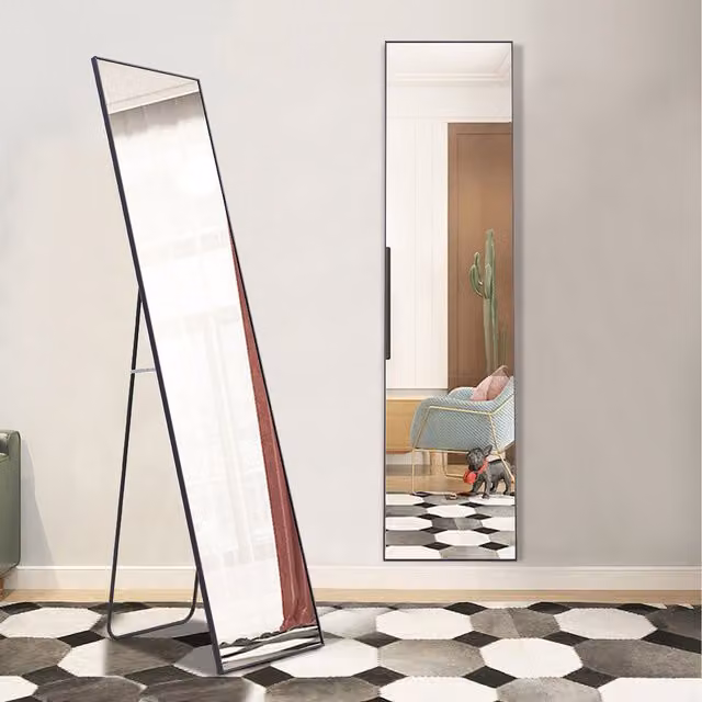 Livingandhome Black Rectangular Full Length Wall Dressing Mirror