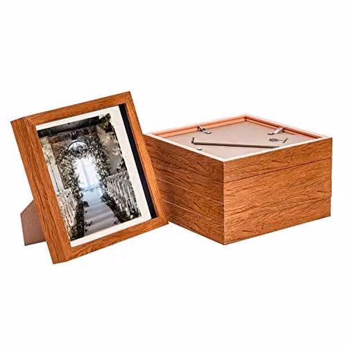 Nicola Spring 5 Piece Square 3D Shadow Box Photo Frame Set in Brown and White