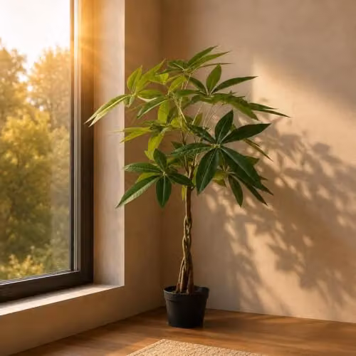 Botanik Artificial Money Tree Pachira Realistic Faux Plant in Green, H 70 cm x W 50 cm x D 50 cm