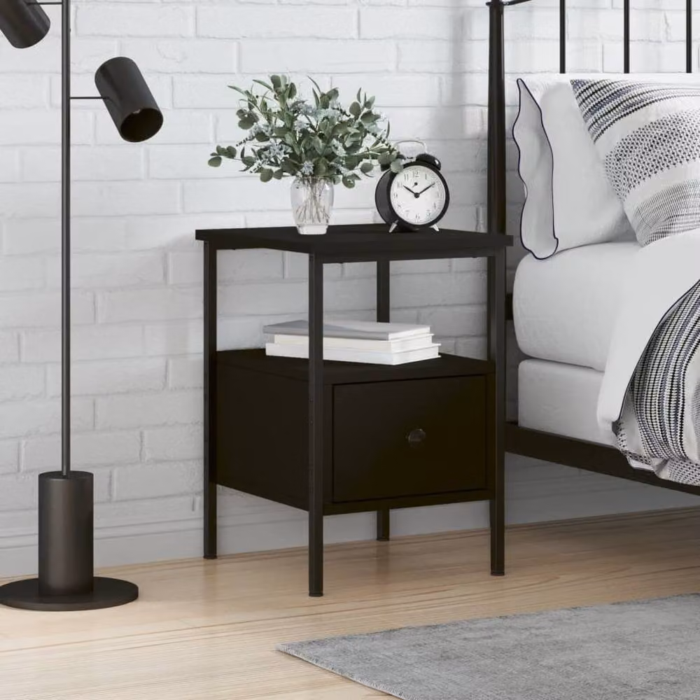 Berkfield Home Black Modern Bedside Cabinet W/D/H: 34 x 36 x 50 cm – 2
