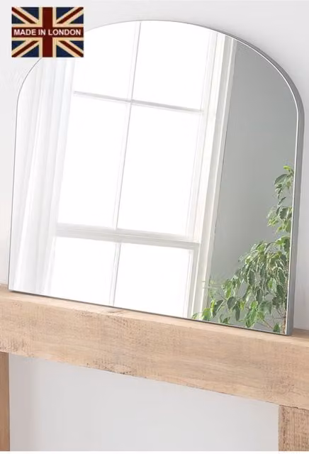 Yearn Mirrors Minimalist Plain Rectangular Mantle Wall Mirror in Silver, W: 91 cm, H: 69 cm