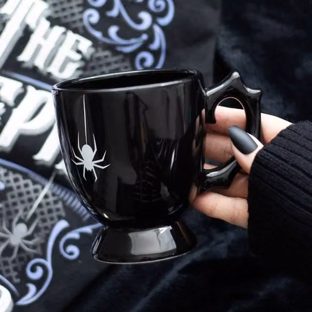 Uniqueful Black Spider Ceramic Teacup, 400 ml