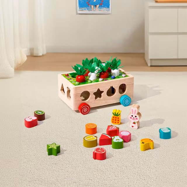 Livingandhome Multicoloured Wooden Montessori Stacking Toy for Cognitive and Motor Skill Development