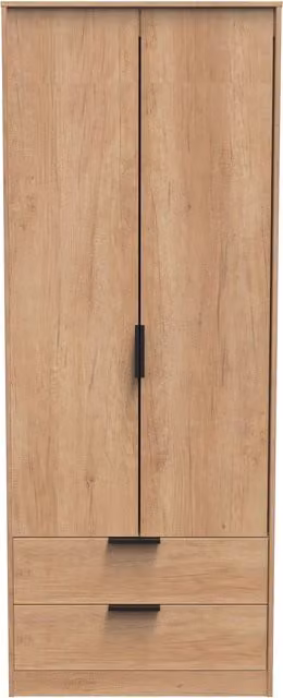 2 U Fuji Ready Assembled 2 Door 2 Drawer Wardrobe in Natural