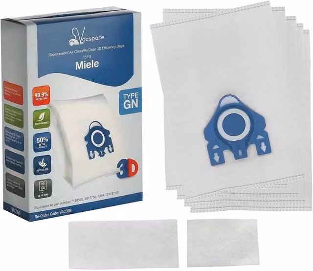 Nestlune 5 x Miele C1 C2 C3 S2 S5 S8 GN Type Vacuum Cleaner Bags in White, W/D/H: 15 x 15 x 15 cm – 1