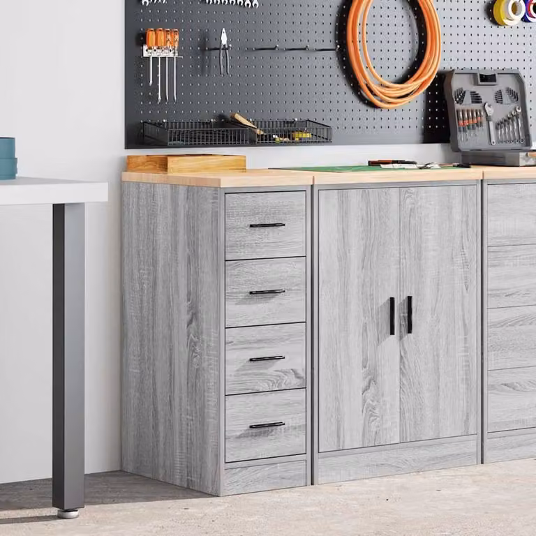Berkfield Home Durable Garage Storage Cabinet in Grey Sonoma, Solid Pine Wood, W/D/H: 30 x 51 x 85 cm