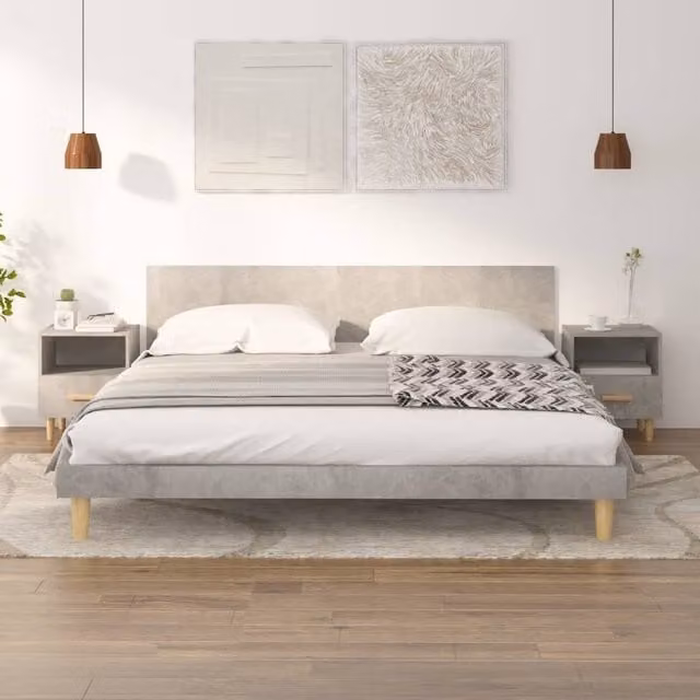 Berkfield Home Set of 2 Bedside Cabinets in Concrete Grey, W/D/H: 40 x 35 x 47 cm – 1