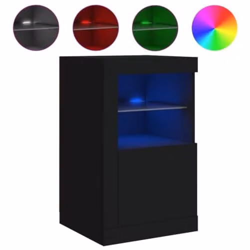 vidaXL Set of 2 Modern Black Side Cabinets with LED Lighting and Internal Shelves, W/D/H: 67.0 x 41.0 x 37.0 cm – 4