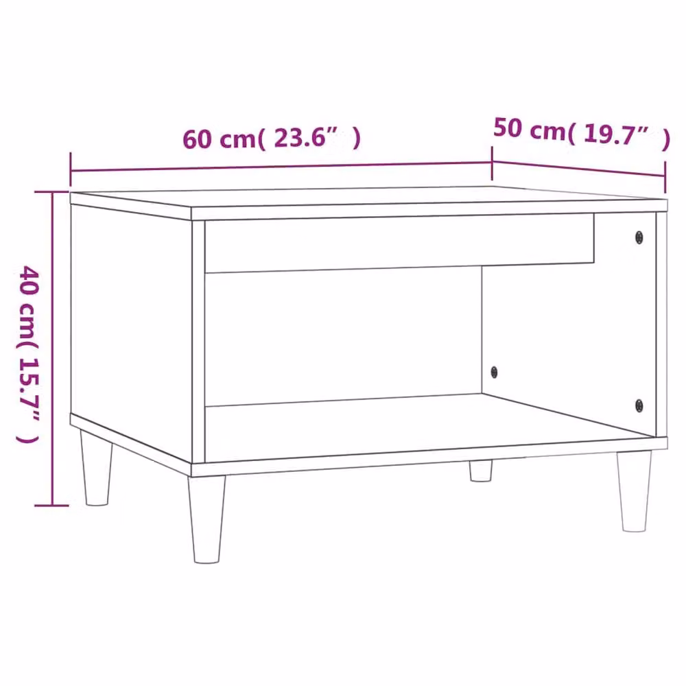 Berkfield Home Modern Black Coffee Table, W/D/H: 60 x 50 x 40 cm – 5