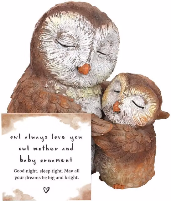 Something Different Brown and White Mother and Baby Owl Tabletop Ornament H 8.5 cm x W 7.5 cm