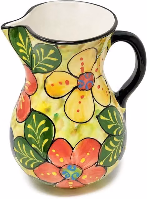 Verano Spanish Ceramics Hand Painted Floral Ceramic Pourer Jug, Multicolour, 2 l
