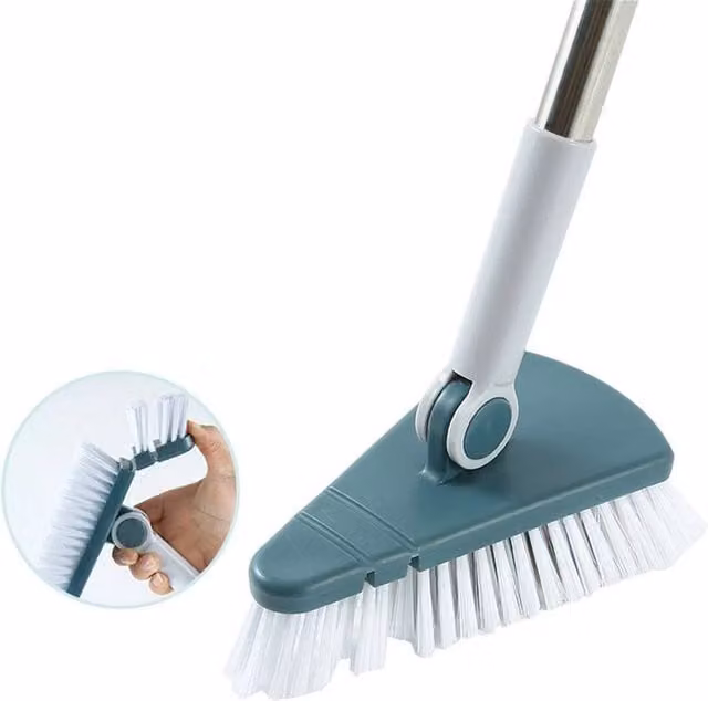 EONLION Tile Tub Scrubber Brush with Extendable Telescopic Handle and Refillable Head, Green, Length: 100 cm
