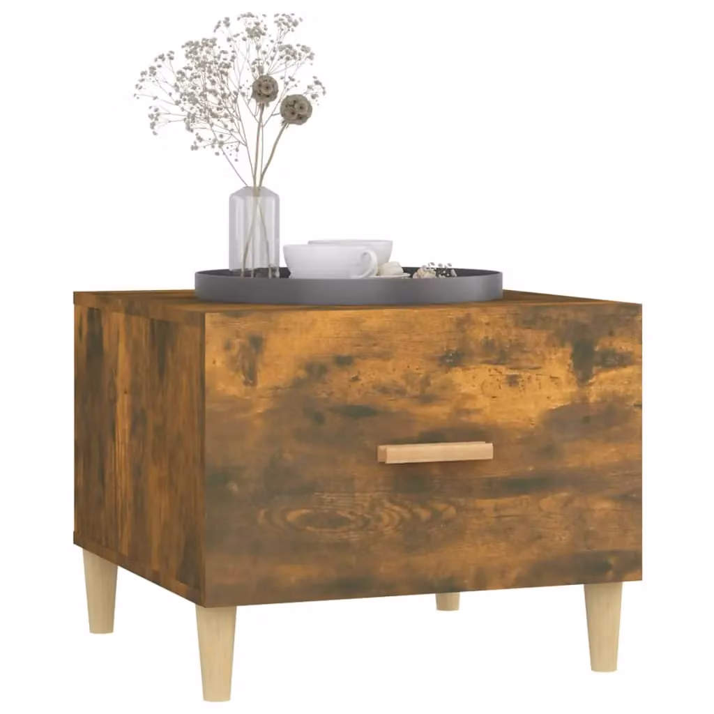 Berkfield Home Smoked Oak Coffee Table in Brown, W/D/H: 50 x 50 x 40 cm – 3