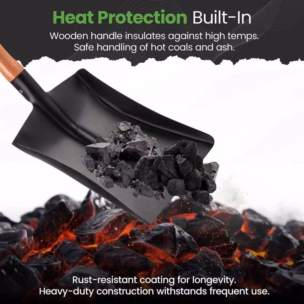 EONLION Black Metal Hand Coal Shovel with Wood Handle – 4