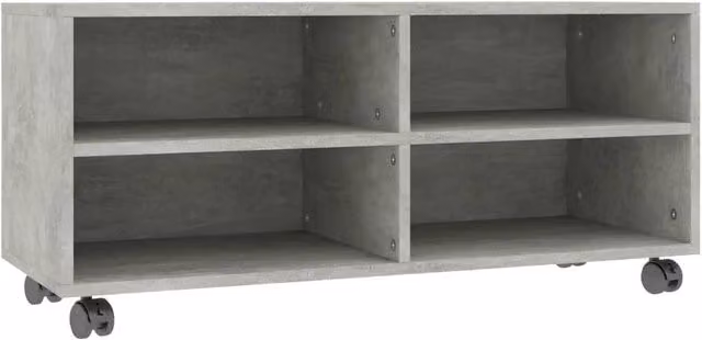 Berkfield Home TV Cabinet with Castors in Concrete Grey, W/D/H: 90 x 35 x 35 cm – 1