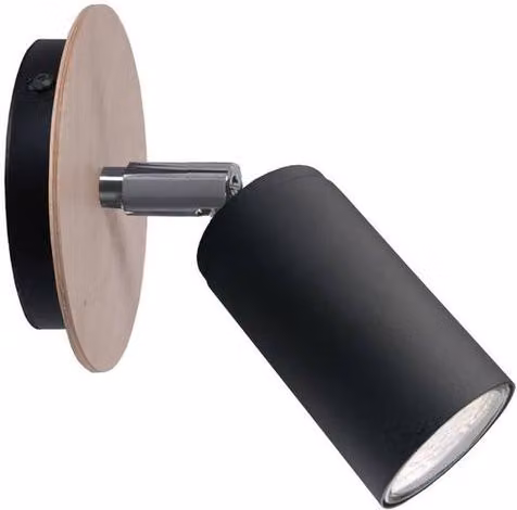 Netlighting Eye Single Spotlight in Black and Wood, 11 cm, GU10