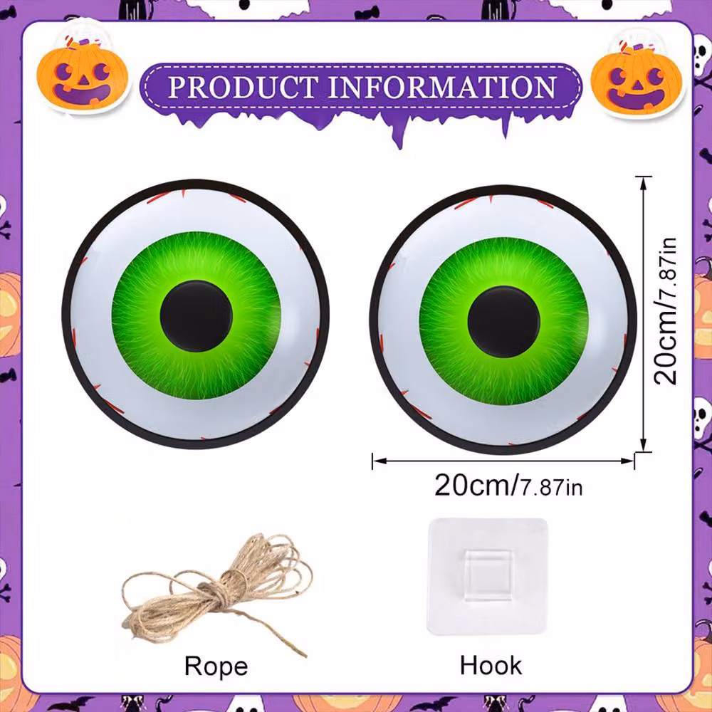Quipulse Style 2 LED Glowing Eyeball Hanging Ornaments for Halloween Decor, Multicolour – 2
