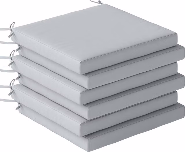 Outsunny Set of 6 Water Repellent Outdoor Seat Cushions in Light Grey with Machine Washable Polyester Covers