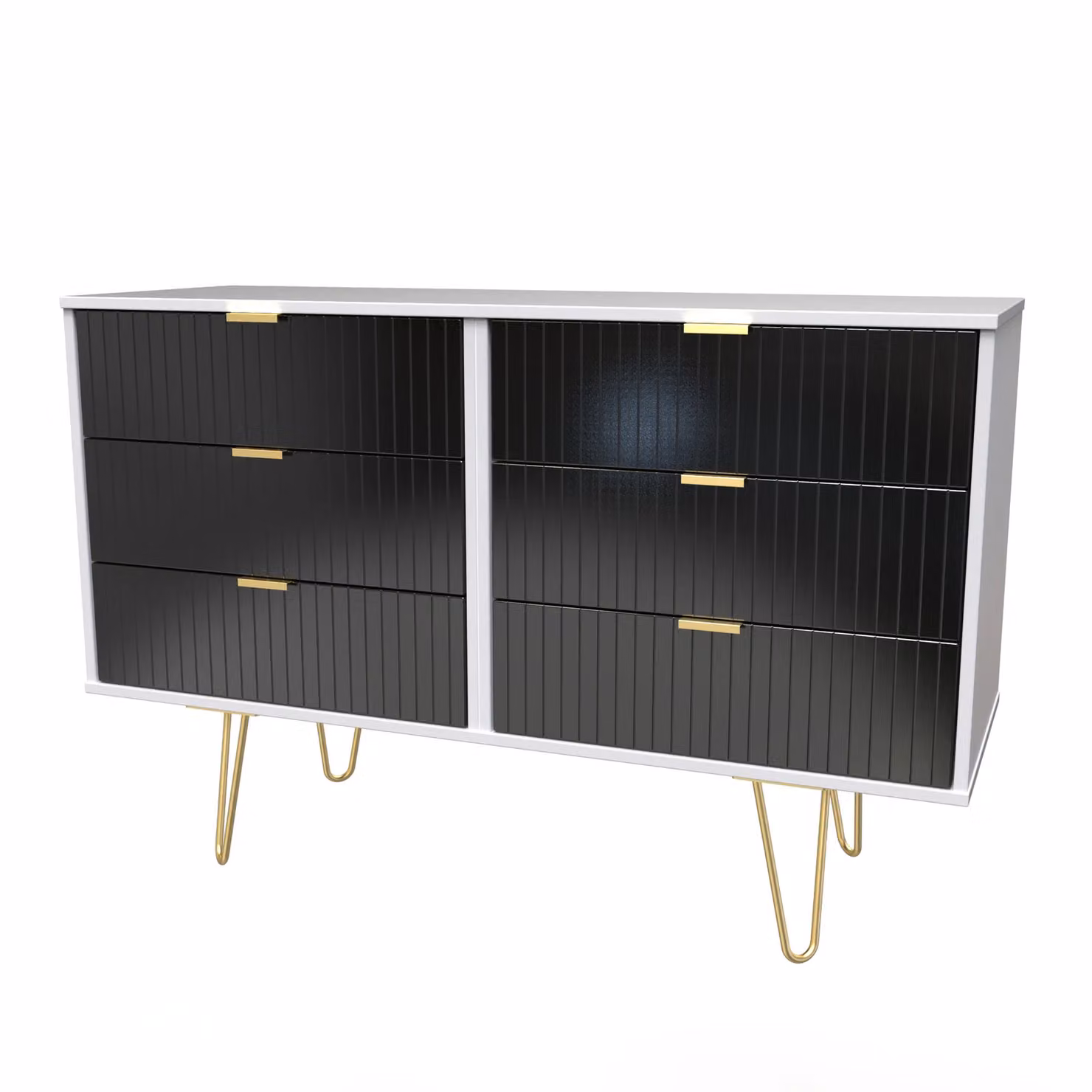 Ready Assembled 2 U Bexley 6 Drawer Wide Chest in True Black – 2