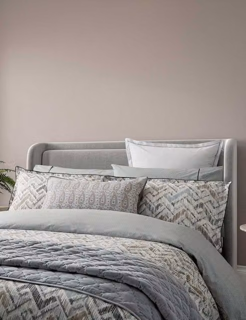 Bedeck of Belfast Danza 2 Pack Pure Cotton Breathable Pillowcases, Light Grey