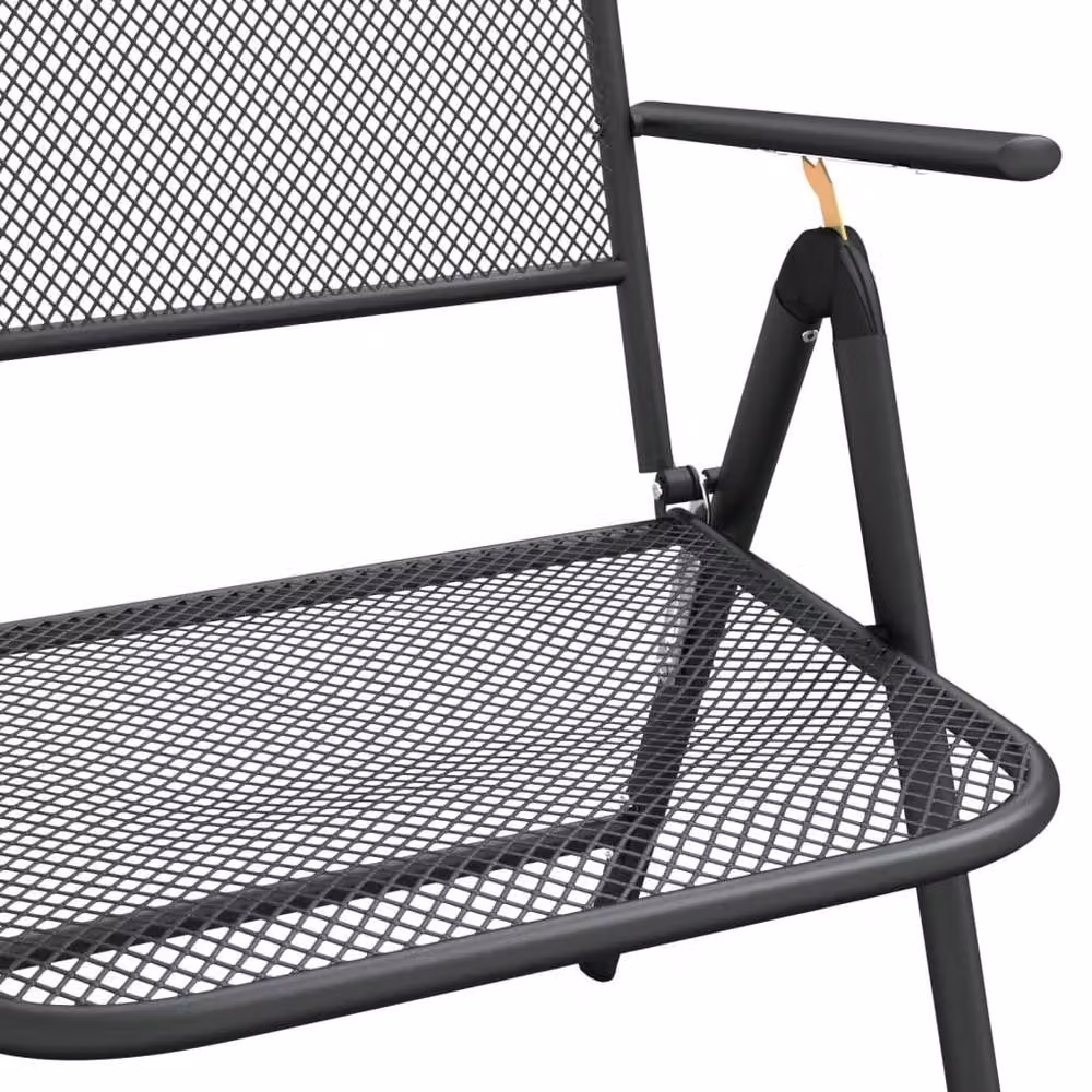 Berkfield Home Modern Folding Garden Chairs, 2 Piece Set in Anthracite Black Expanded Metal Mesh, H 106 x W 61 x D 61 cm – 4