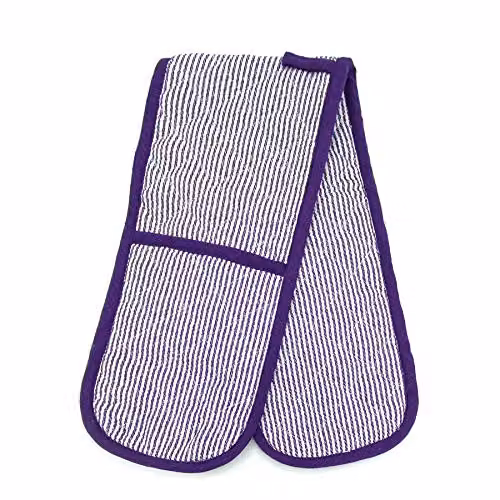 Gr8 Home Heat Resistant Double Oven Gloves in Purple Stripe – 1