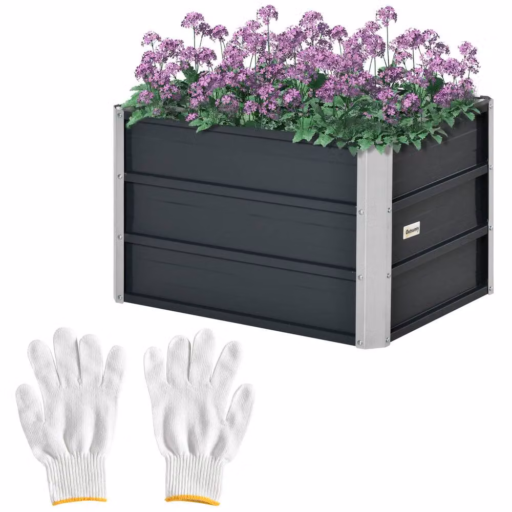 STILVORA Grey Steel Raised Garden Bed Planter Box, 108L, W/D/H: 66 x 47 x 40 cm – 4