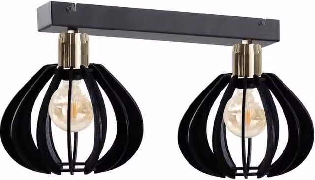 Netlighting Gemma Twin Ceiling Spotlight in Black and Gold, 50 cm, 2x E27