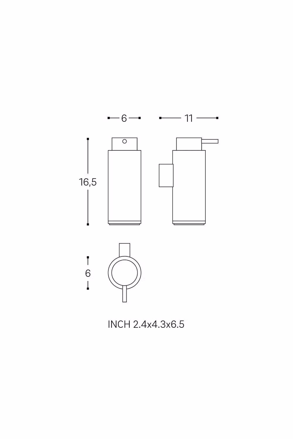 Cosmic Wall-Mounted Refillable Soap Dispenser in Grey Matt Stainless Steel, 200ml, H: 16 cm, W: 6.5 cm, D: 11 cm – 3
