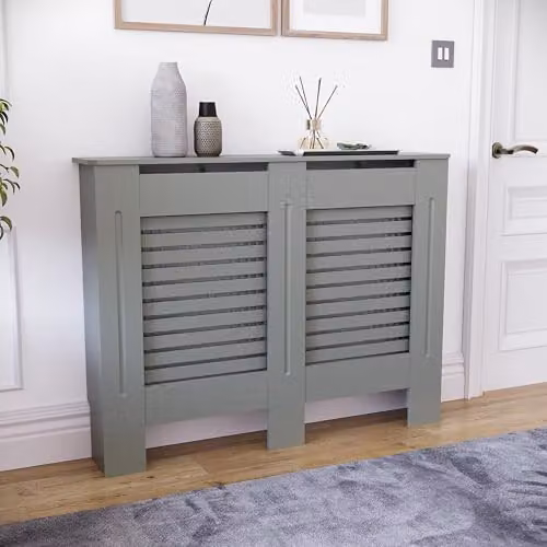 Vida Designs Milton Radiator Cover in Olive Grey, H 82 x W 111 x D 19 cm – 2