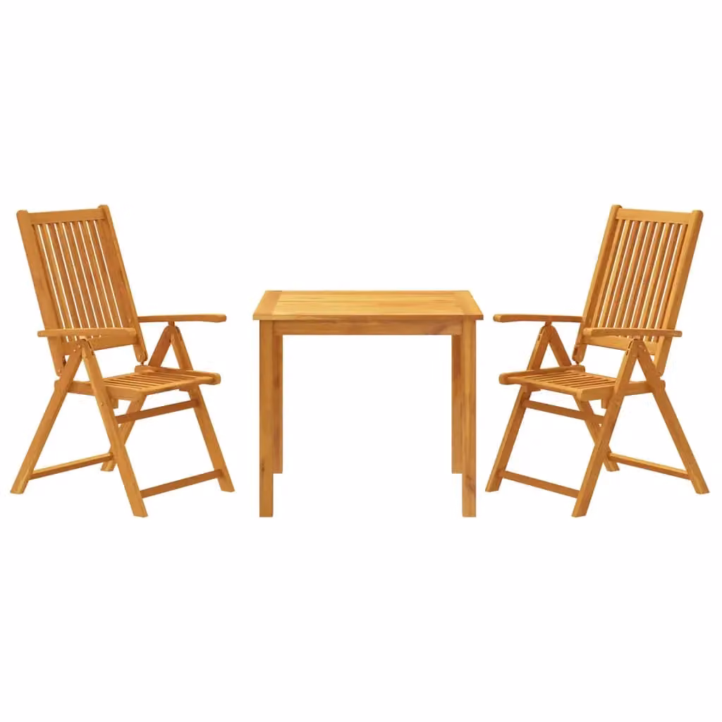 Berkfield Home 3 Piece Acacia Wood Garden Dining Set in Brown – 2