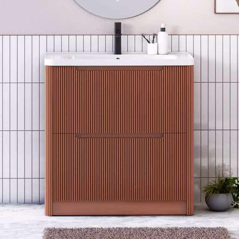 Royal Bathrooms Avenza 800mm Terracotta Clay Floor Standing Bathroom Vanity Unit with 2 Drawers and Ceramic Basin