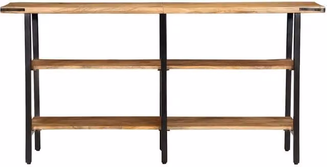 Berkfield Home Industrial Mango Wood Console Table in Brown, W/D/H: 140 x 35 x 70 cm