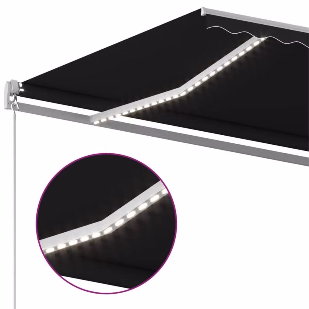 Berkfield Home Manual Retractable Awning with LED, Anthracite and Black, W: 500 cm, D: 300 cm – 2