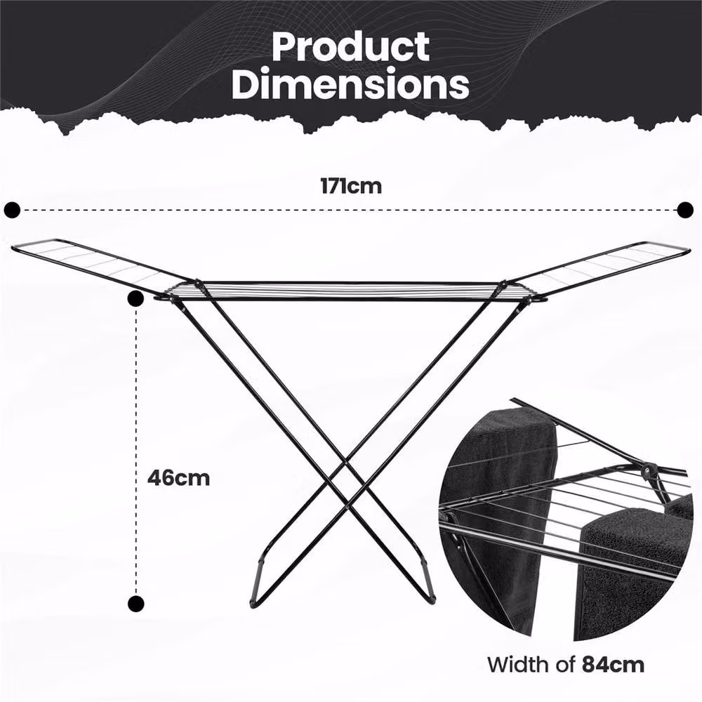 Havendro 14M Large Foldable Winged Air Dryer Clothes Maiden Rack in Black – 2