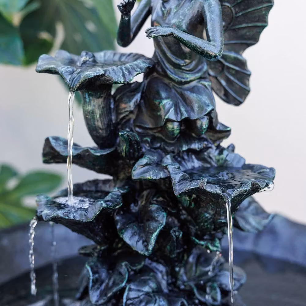 Primrose Solar Powered Fairy Figure Grey Cascade Water Feature, Height: 89 cm – 4