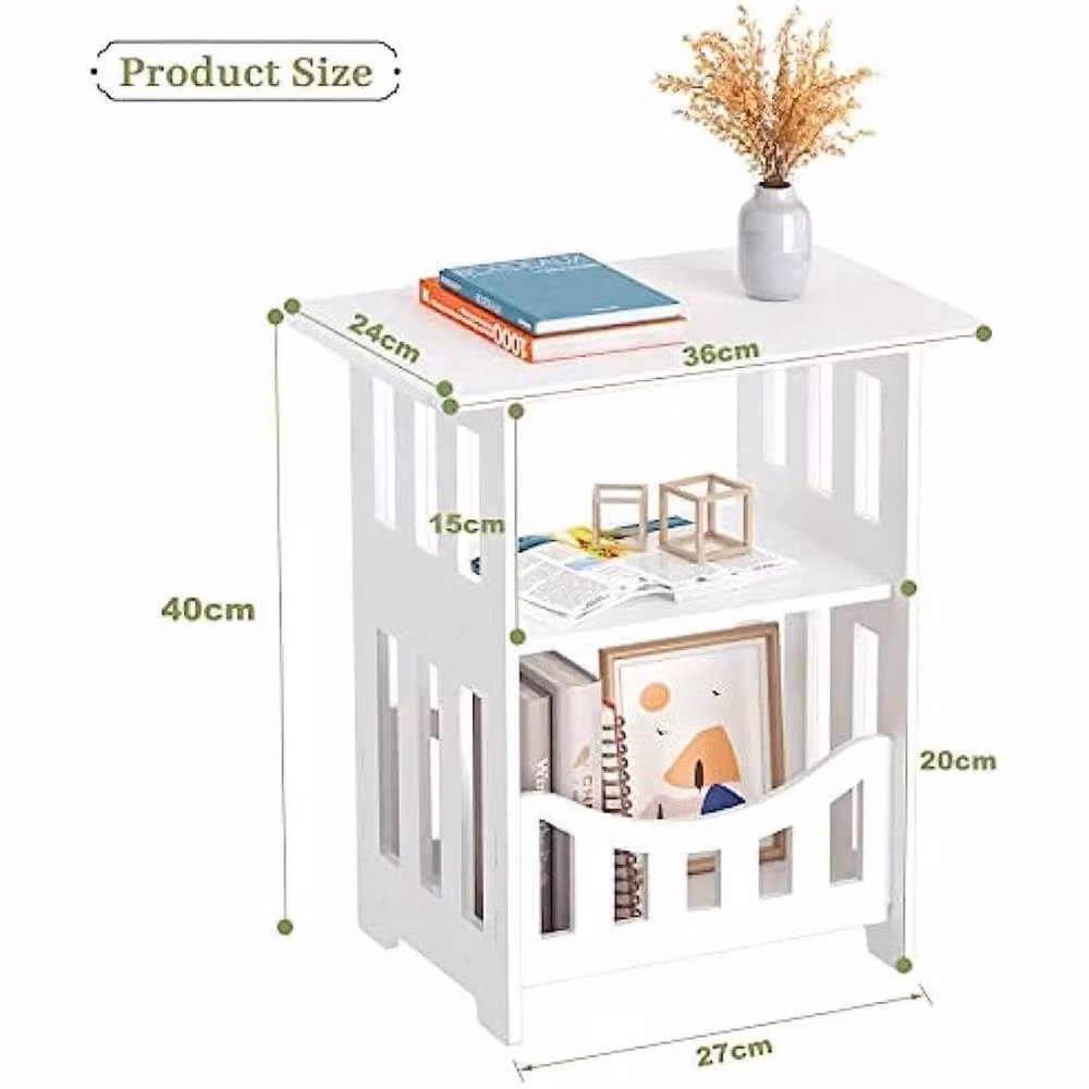 NESTLUNE White Square Drawer Cabinet Small Side End Table W/D/H: 36 x 24 x 40 cm – 2