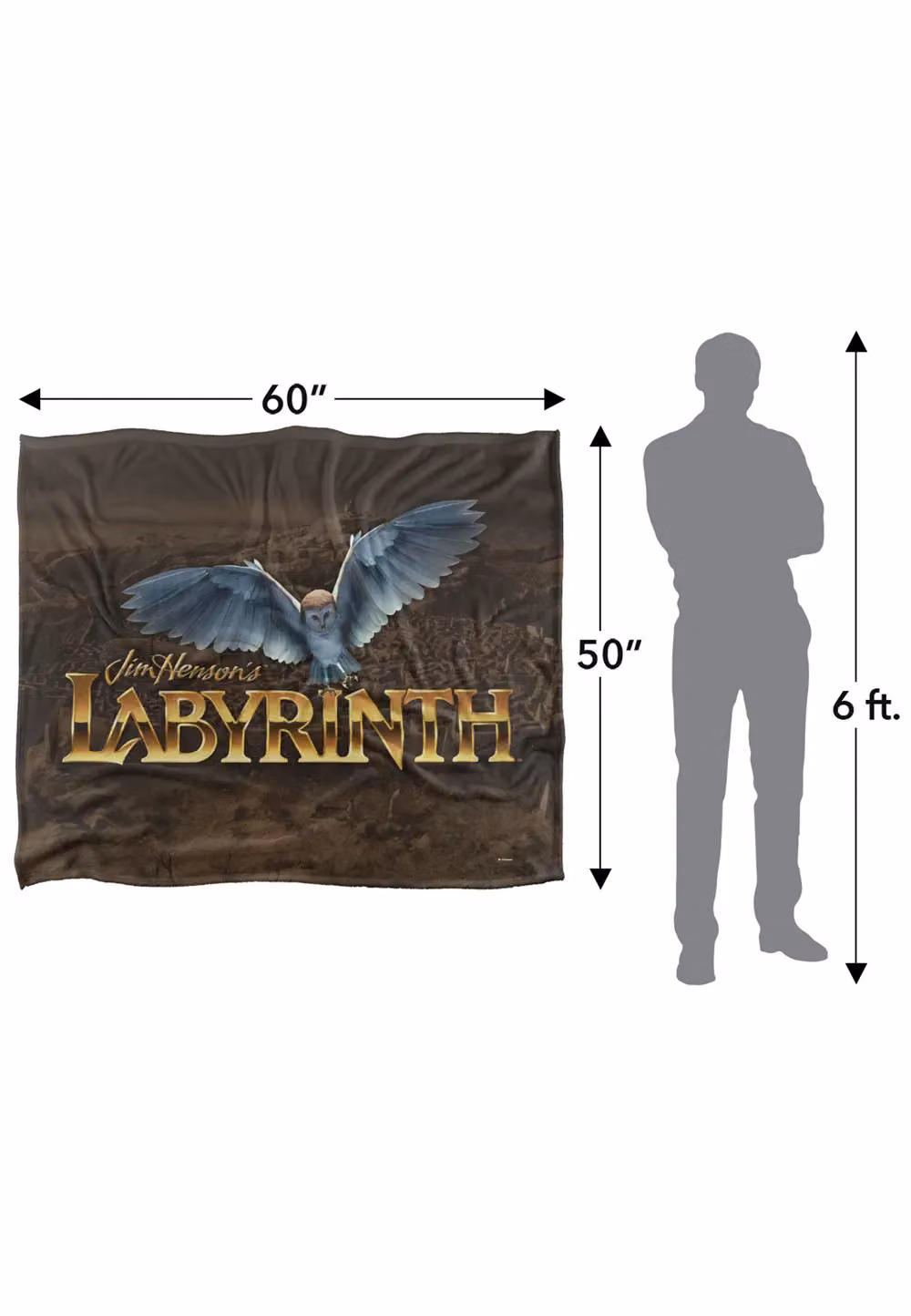 LOGOVISION Jim Henson Labyrinth Owl Logo Maze Super Soft Fleece Throw Blanket in White, W/D/H: 152 x 127 cm – 6