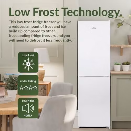 Willow WFF5050WV2 254L Low Frost Fridge Freezer in White with Reversible Doors and LED Interior Light – 3