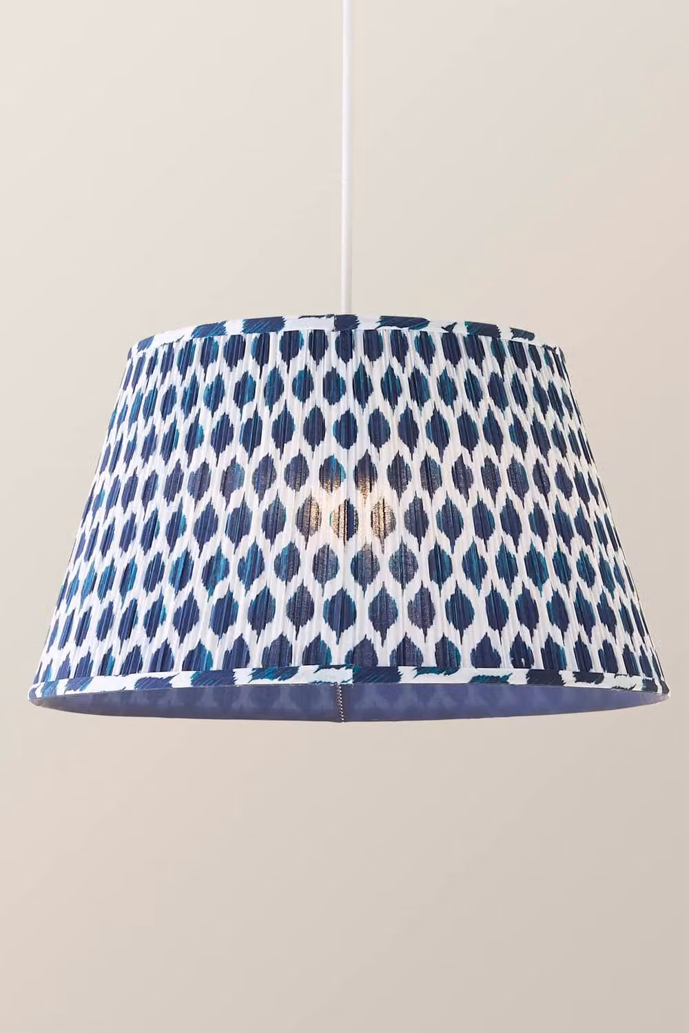 ValueLights Elijah Blue Ikat Pleated Fabric Tapered Lamp Shade in Bright Blue – 2