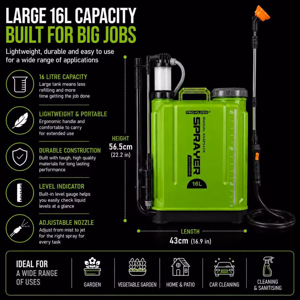 ProKleen Manual Heavy Duty Backpack Pressure Sprayer in Green – 2